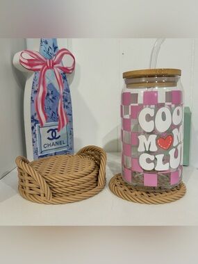 3D Printed Wicker Coaster Set of 6 with Holder